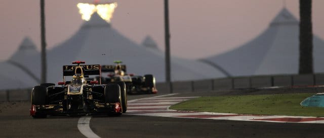 Bruno Senna leads Renault team-mate Vitaly Petrov during the Abu Dhabi Grand Prix - Photo Credit: Lorenzo Bellanca/LAT Photographic  