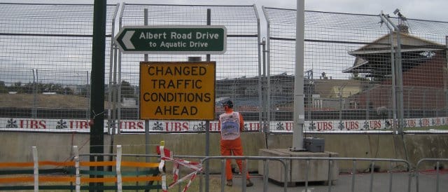 A totally unnecessary sign greets visitors to Albert Park, Melbourne as the 2011 Formula 1 season begins in Australia - Photo Credit: David Bean
