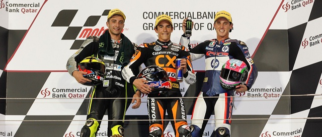 The podium finishers in Qatar: Photo Credit: MotoGP.com
