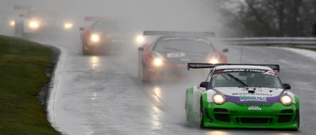 Richard Westbrook leads in the early - and wet - laps (Photo Credit: Chris Enion)