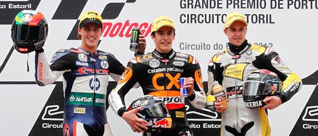 The podium finshers in the Portuguese GP - Photo Credit: MotoGP.com