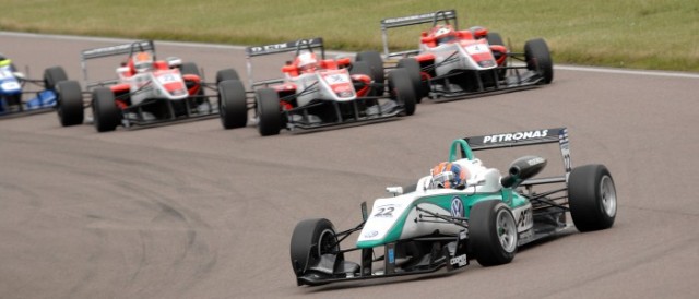 Jaafar leads the Fortec gaggle on the opening lap (Photo Credit: Chris Gurton Photography)