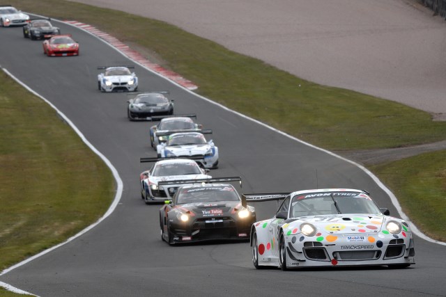 The Ashburn, Tandy Trackspeed combination lead the British GT pack into Rockingham (Photo Credit: Chris Gurton Photography)