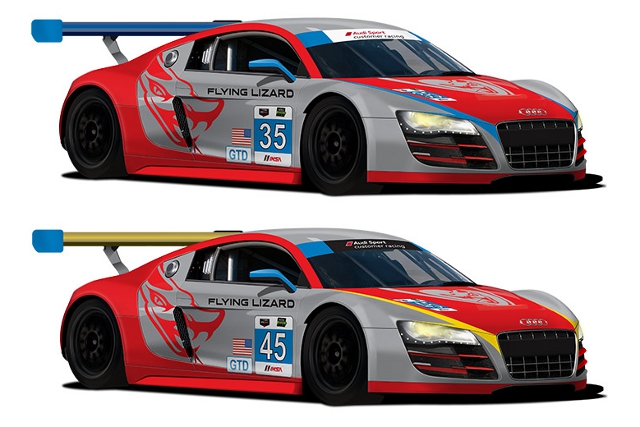 The Flying Lizards will apply a familiar paint scheme to their new machines (Credit: Flying Lizard Motorsports)