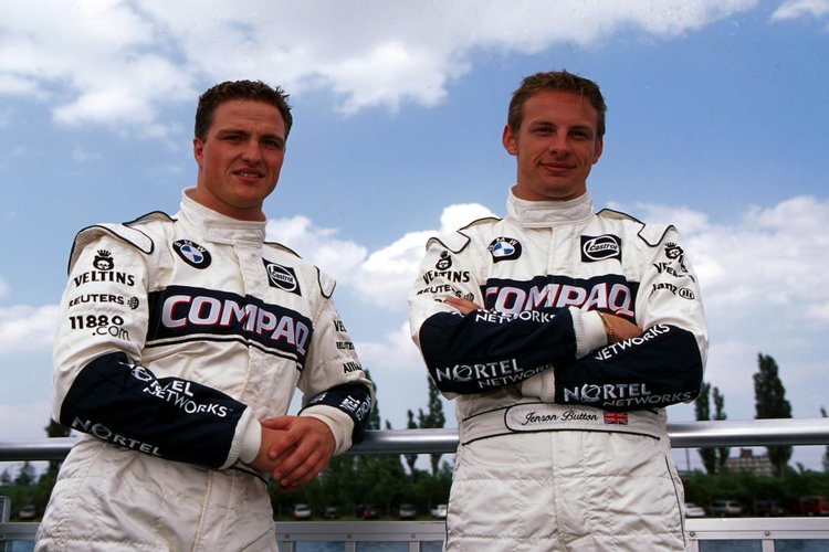 Williams team mates Ralf Schumacher (GER) (left) and Jenson Button (GBR)  Canadian Grand Prix, Montreal, 18 June 2000. Williams F1 Media