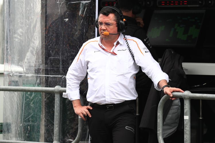 McLaren's Eric Boullier looks forlornly at a rainy Australia