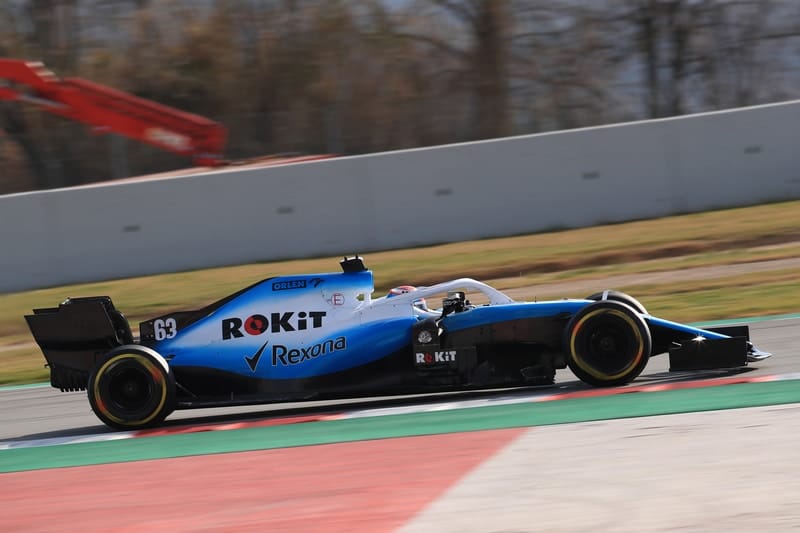 George Russell drives the FW42.