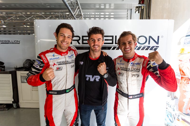 LMP1 2019 4 Hours of Shanghai pole sitters Rebellion Racing (Left: Bruno Senna, Middle: Norman Nato, Right: Gustavo Menezes)