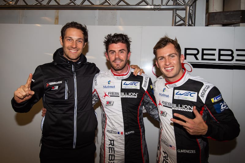 Rebellion Racing crew Bruno Senna, Norman Nato and Gustavo Menezes
