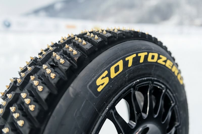 Pirelli display allnew 2021 Rally Sweden winter tyre at GP Ice Race