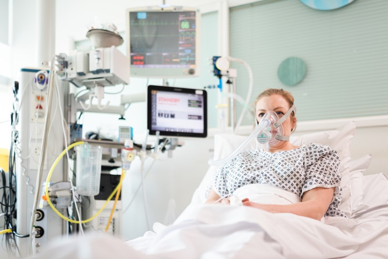 Patient with CPAP device fitted