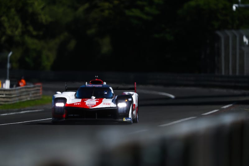 Overall winning #8 Toyota Gazoo Racing on track at the 24 Hours of Le Mans