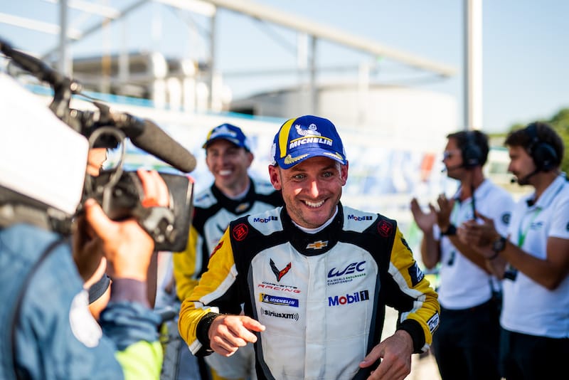 Nick Tandy and Corvette Racing celebrating GTE Pro class win