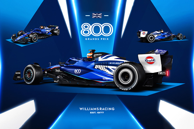 Williams Racing's Special Livery for 800 Formula 1 Grand Prix Starts